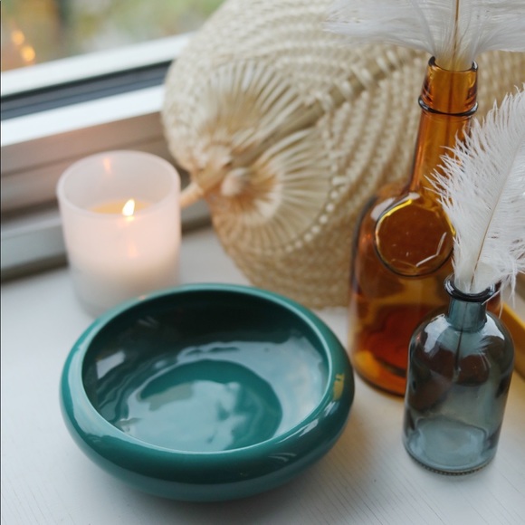 Teal Round Ceramic Catch All / Planter - Picture 2 of 8